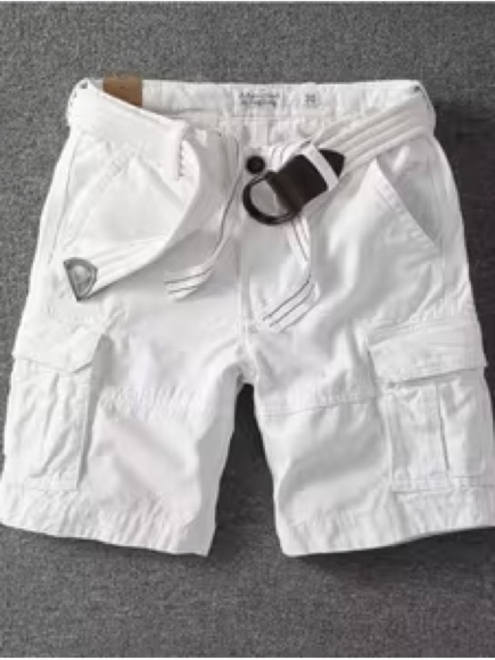 Metaphor Men's White Cargo Shorts with Belt Accent